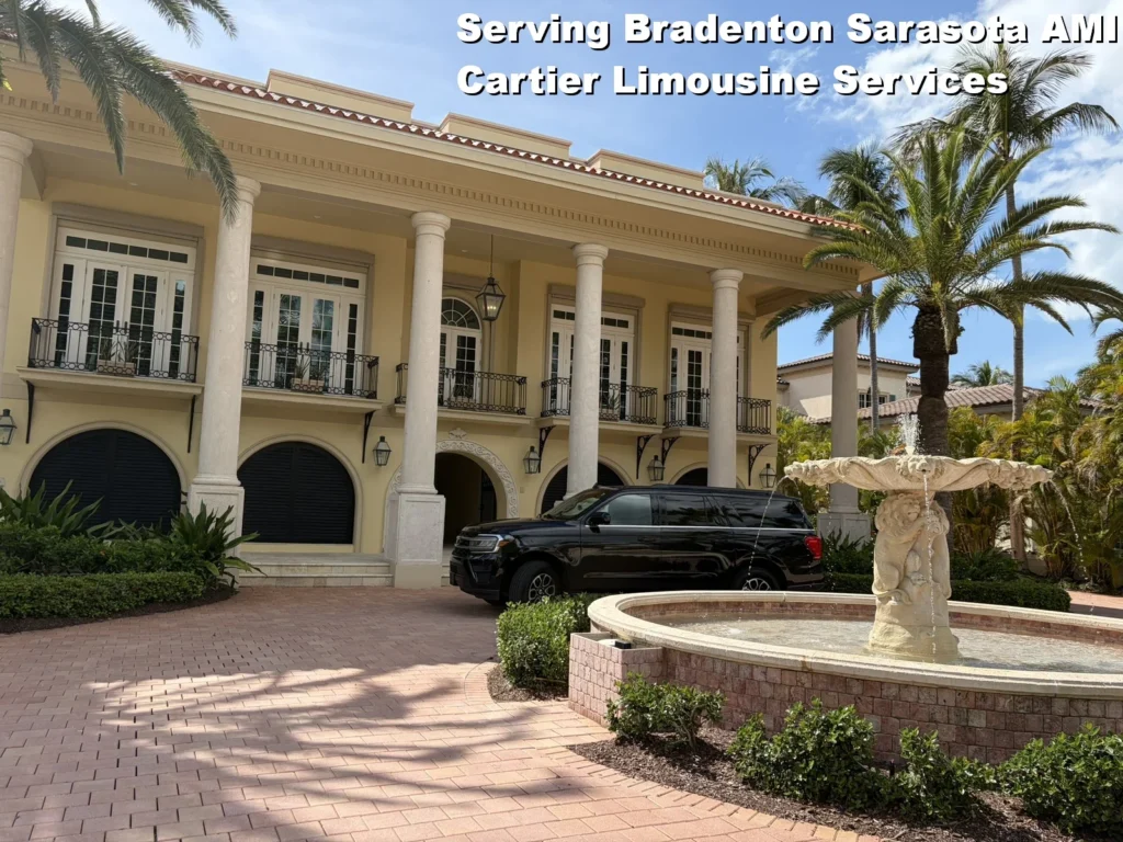 Black Ford Expedition Max livery service at a luxury estate in Bradenton FL